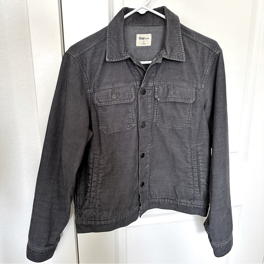 GAP Men's Corduroy Jacket - Small, Gray - Cotton Blend